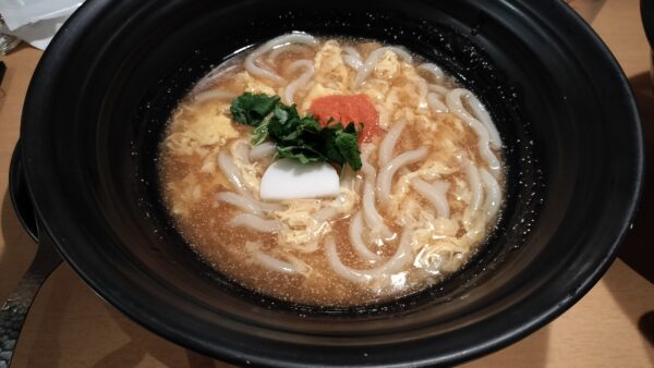 明太餡かけ玉子とじのおうどん
